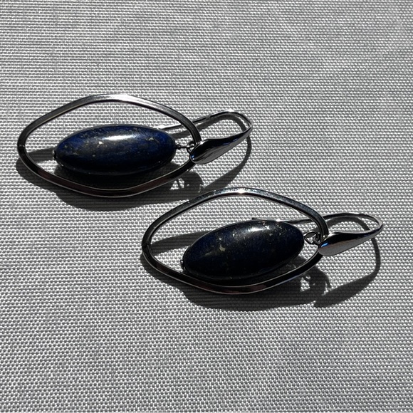 lapis lazuli earrings milor italy stainless steel hooks pierced - Picture 4 of 7